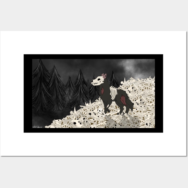 Apocalyptic Zombie Dog on Bone Pile Wall Art by cenglishdesigns